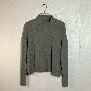 Ralph Lauren grey cashmere blend cable knit sweater with turtleneck